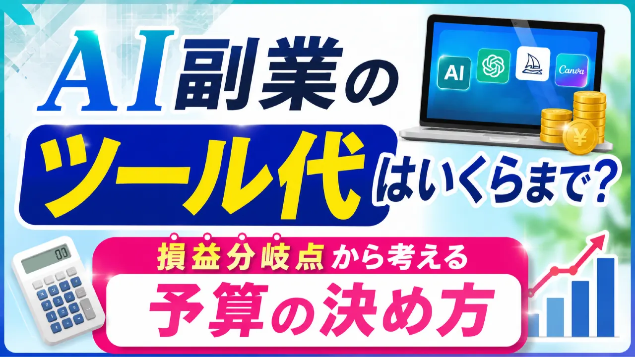 AI副業のツール代はいくらまで？損益分岐点から考える予算の決め方の内容を表すアイキャッチ画像