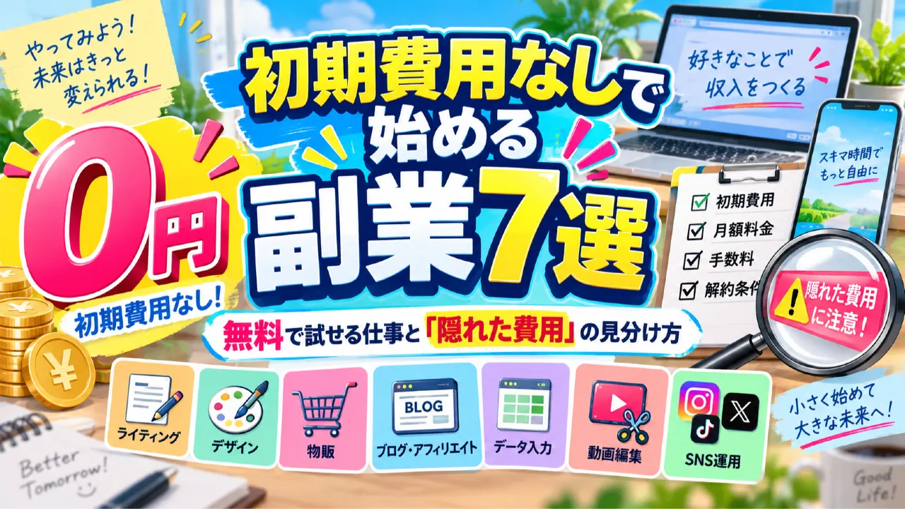 初期費用なしで始める副業7選｜無料で試せる仕事と「隠れた費用」の見分け方のアイキャッチ画像