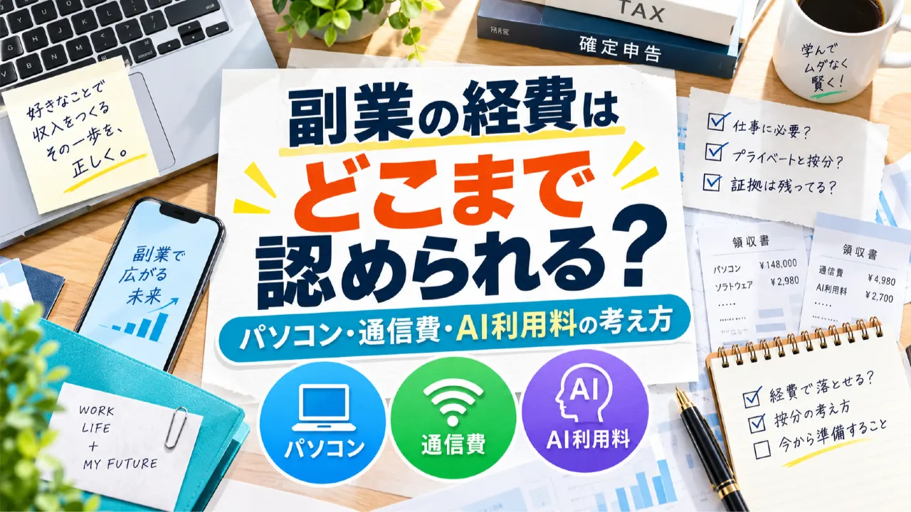 副業の経費はどこまで認められる？パソコン・通信費・AI利用料の考え方のアイキャッチ画像