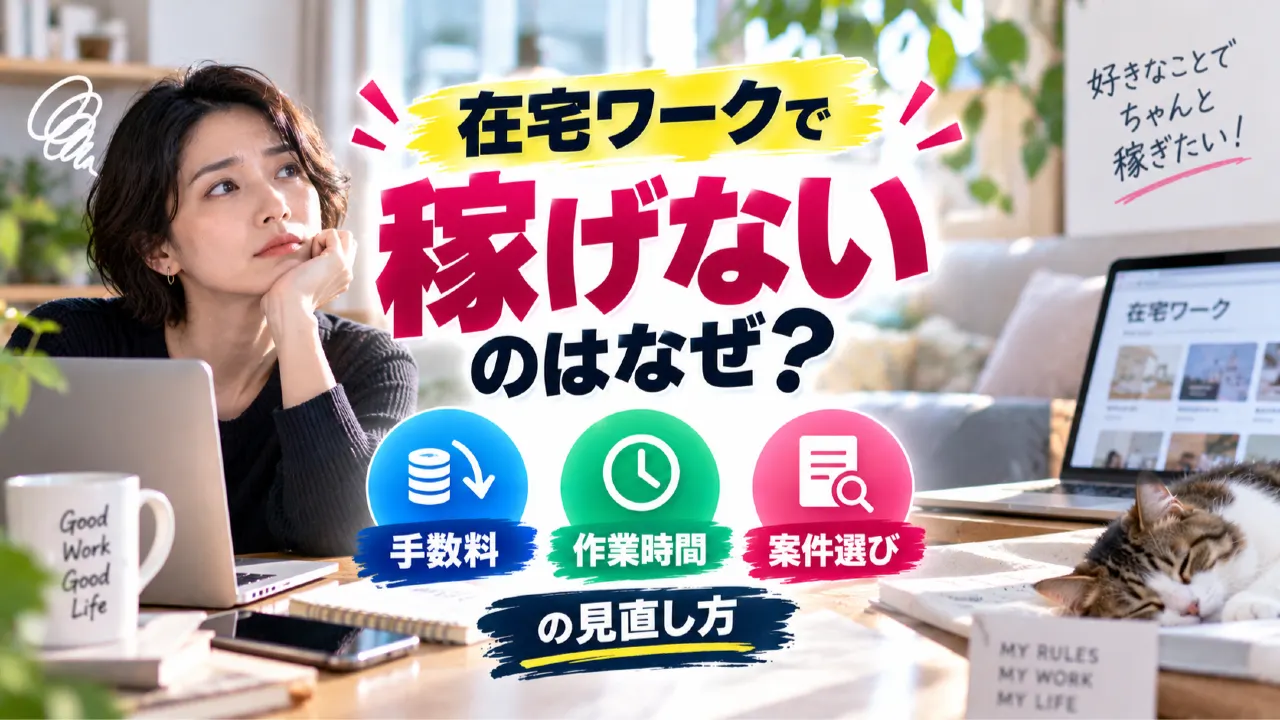 在宅ワークで稼げないのはなぜ？手数料・作業時間・案件選びの見直し方のアイキャッチ画像