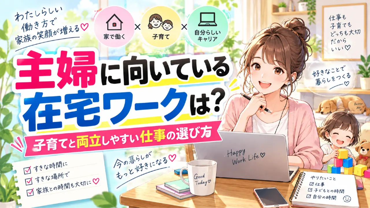 主婦に向いている在宅ワークは？子育てと両立しやすい仕事の選び方のアイキャッチ画像