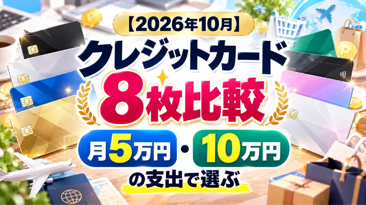 【2026年10月】クレジットカード8枚比較｜月5万・10万円の支出で選ぶのアイキャッチ画像