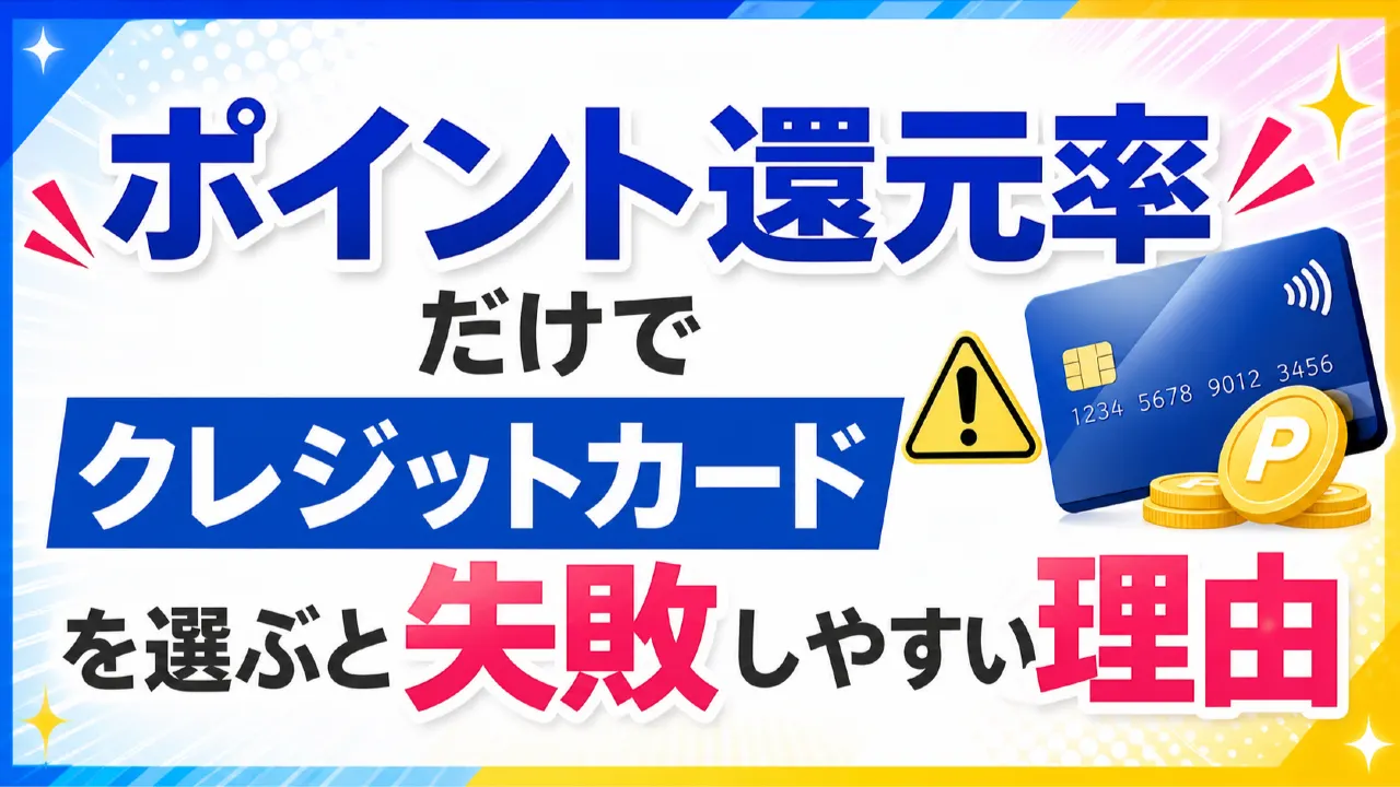 ポイント還元率だけでクレジットカードを選ぶと失敗しやすい理由の内容を表すアイキャッチ画像