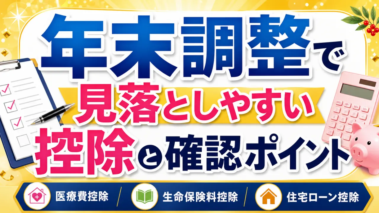 年末調整の書類と給与明細を確認する会社員