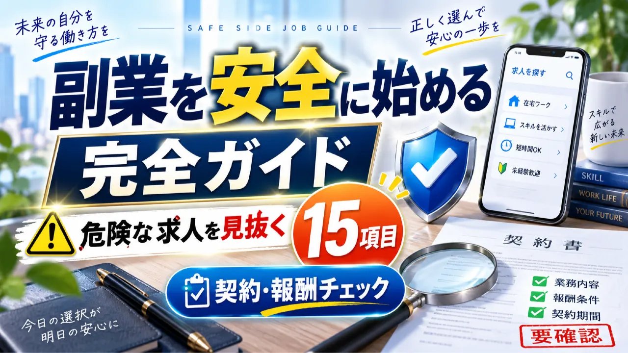 副業を安全に始める完全ガイド｜危険な求人を見抜く15項目と契約・報酬チェックのアイキャッチ画像