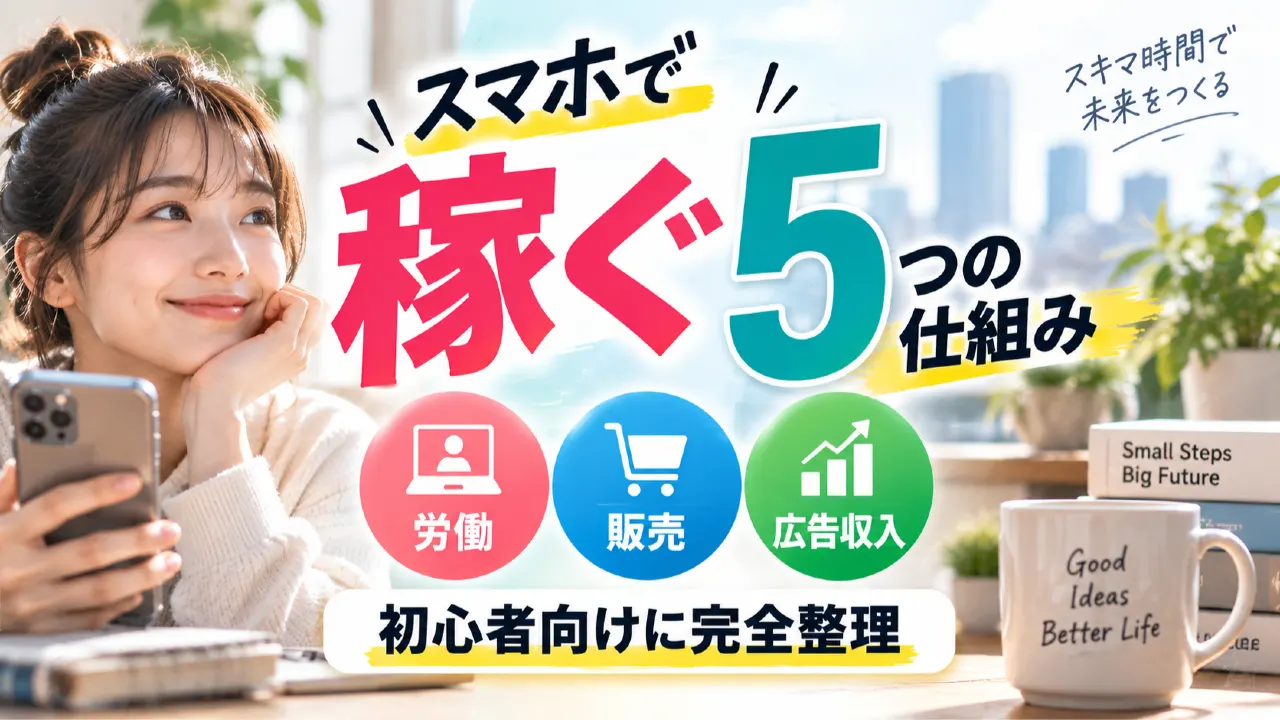 スマホで稼ぐ5つの仕組み｜労働・販売・広告収入を初心者向けに完全整理のアイキャッチ画像