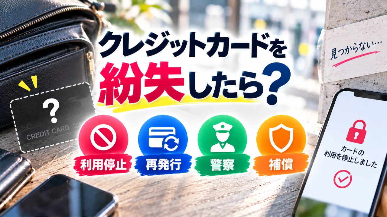 クレジットカードを紛失したら？利用停止・再発行・警察・補償の手順のアイキャッチ画像