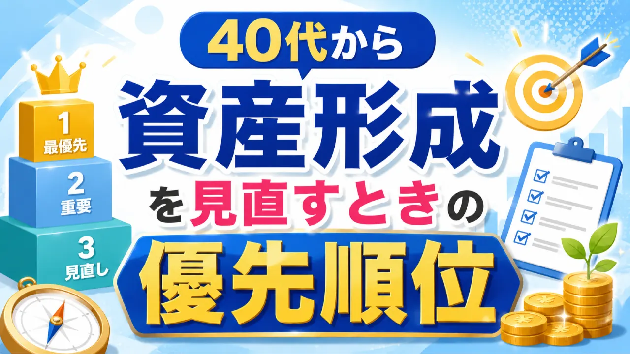 40代の家計表と老後資金メモを見ながら資産形成を見直す様子