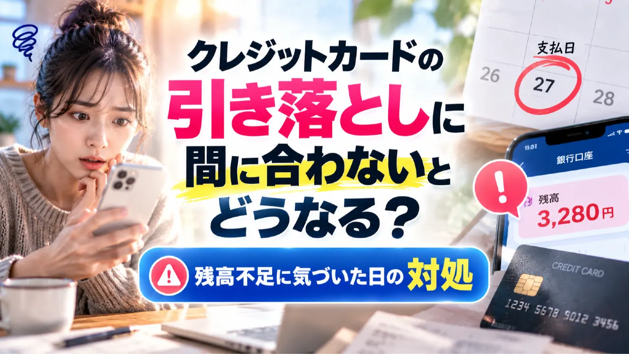 クレジットカードの引き落としに間に合わないとどうなる？残高不足に気づいた日の対処のアイキャッチ画像