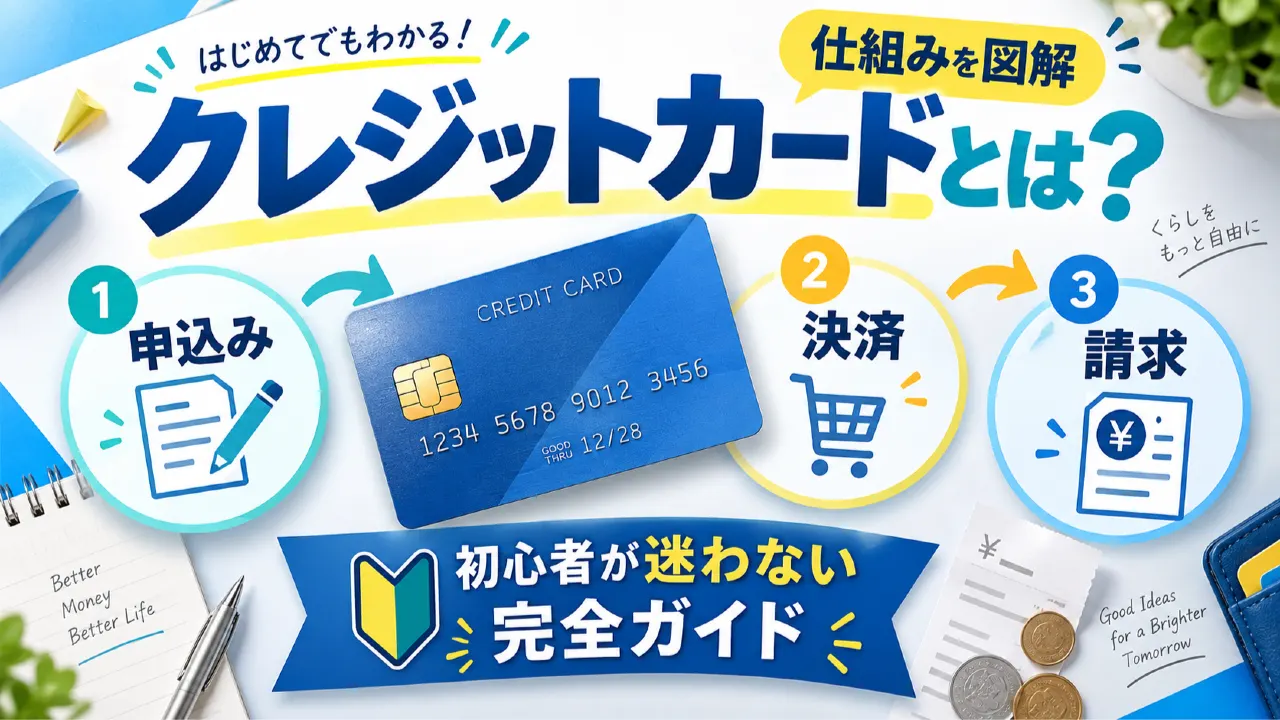 クレジットカードとは？仕組みを図解｜初心者が申込み・決済・請求で迷わない完全ガイドのアイキャッチ画像