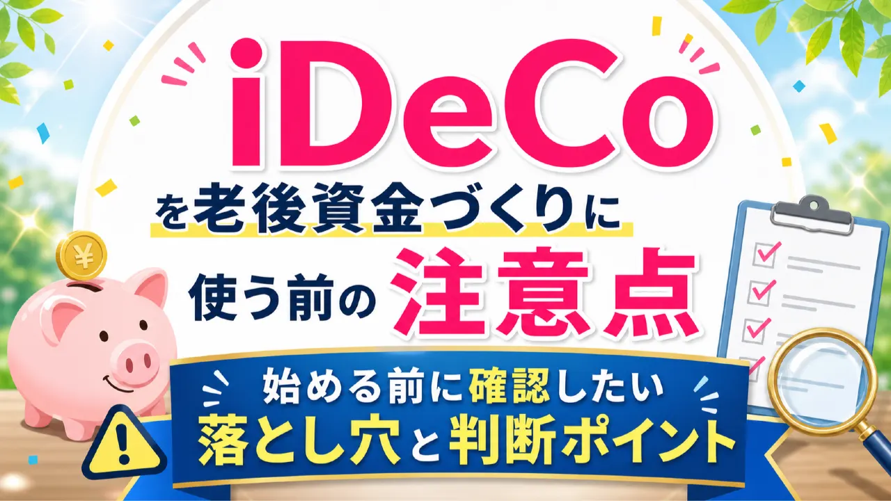 iDeCoを老後資金づくりに使う前の注意点　始める前に確認したい落とし穴と判断ポイントの内容を表すアイキャッチ画像