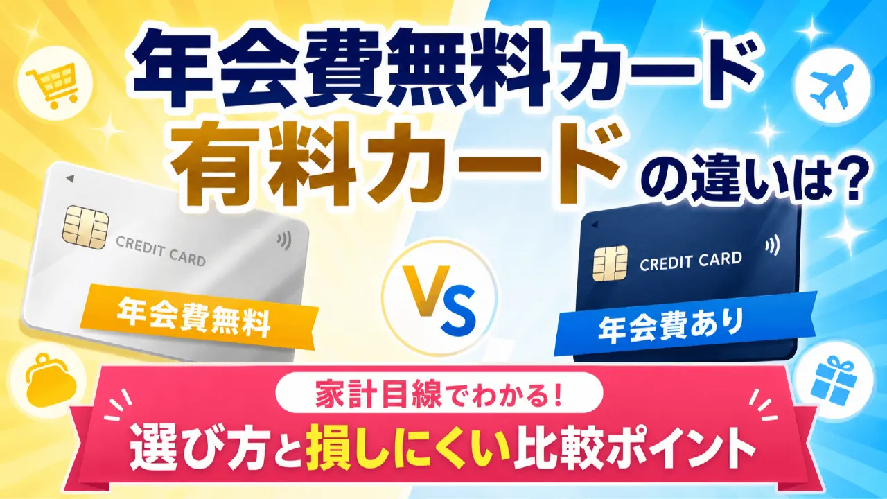 年会費無料カードと有料カードの違いは？家計目線でわかる選び方と損しにくい比較ポイントの内容を表すアイキャッチ画像