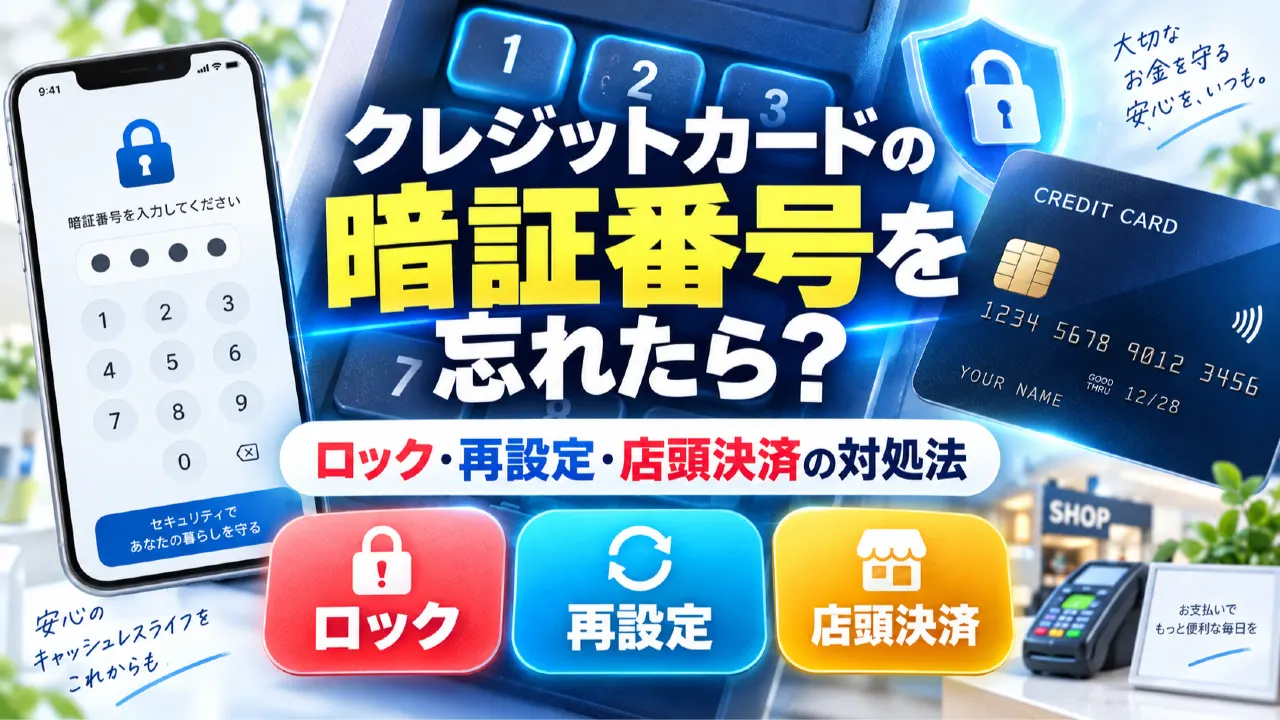 クレジットカードの暗証番号を忘れたら？ロック・再設定・店頭決済の対処法のアイキャッチ画像