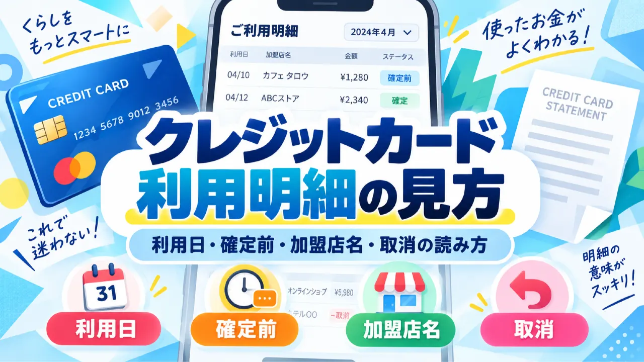 クレジットカード利用明細の見方｜利用日・確定前・加盟店名・取消の読み方のアイキャッチ画像