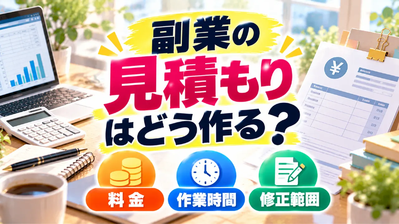 副業の見積もりはどう作る？初案件で損しない料金・作業時間・修正範囲の決め方のアイキャッチ画像
