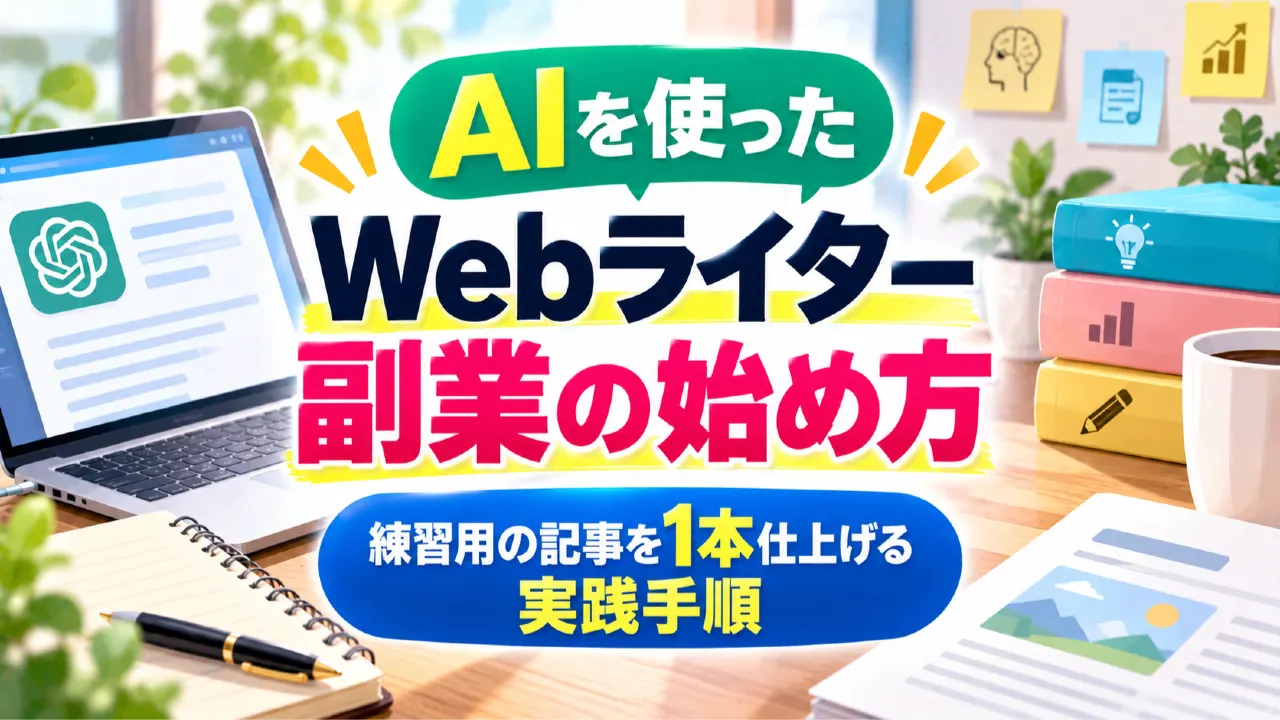 AIを使ったWebライター副業の始め方｜練習用の記事を1本仕上げる実践手順のアイキャッチ画像