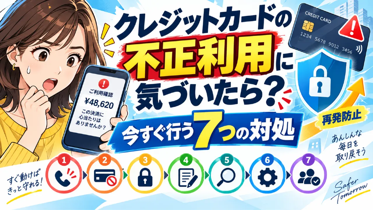 クレジットカードの不正利用に気づいたら？今すぐ行う7つの対処と再発防止のアイキャッチ画像
